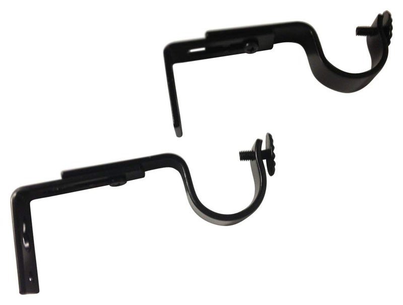 TEJATAN Adjustable Curtain Rod Brackets, Black, Set of 2